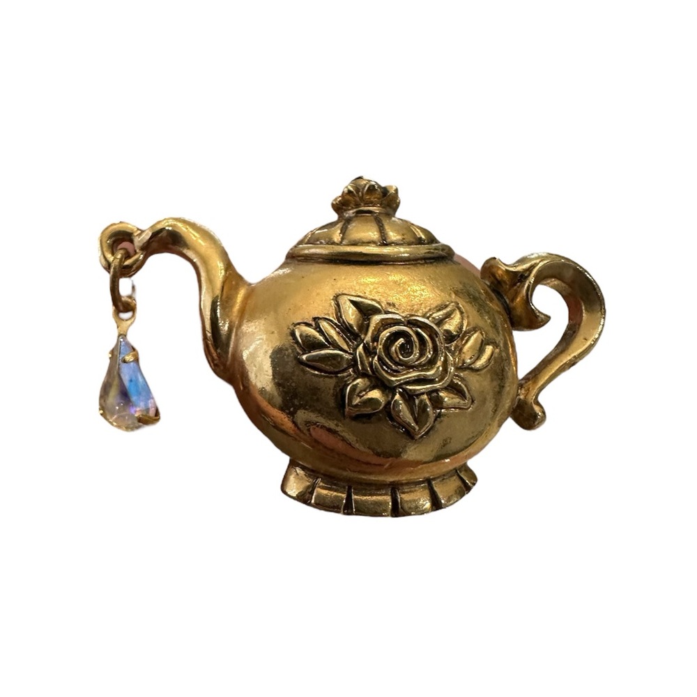 Avon 1997 Teapot Brooch with Rose Design